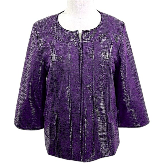 Susan Graver Jacket Size Large Embossed Faux Croc NWOT - Picture 1 of 12